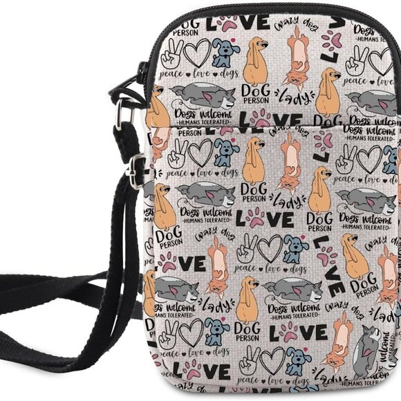 Funny Dog Quotes Crossbody Bag - Dog Lover Gift, Compact Waterproof Messenger fo - Picture 1 of 7